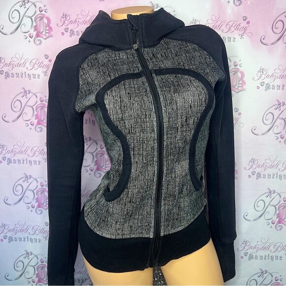 lululemon athletica Tops - Lululemon scuba hoodie heathered grey and black zip up black sweater lounge yoga